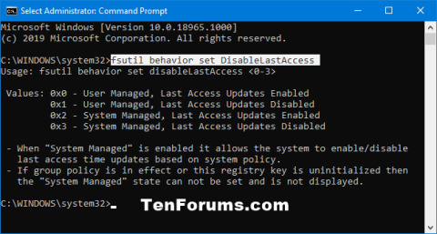 Kā iespējot/atspējot NTFS pēdējās piekļuves laika zīmoga atjauninājumu operētājsistēmā Windows 10