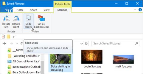 Instruksjoner for å vise bilder som lysbildefremvisning på Windows 10