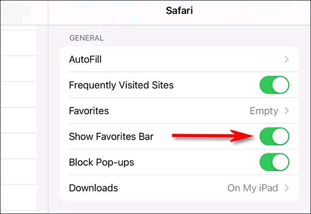 Πώς να εμφανίσετε ή να αποκρύψετε τη γραμμή αγαπημένων στο Safari για iPad