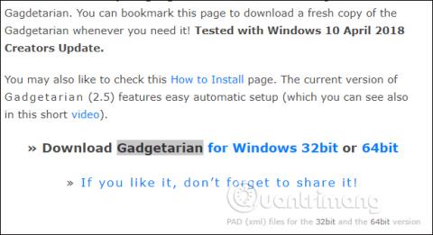 Как да инсталирате Gadgets за Windows 10 с помощта на Gadgetarian