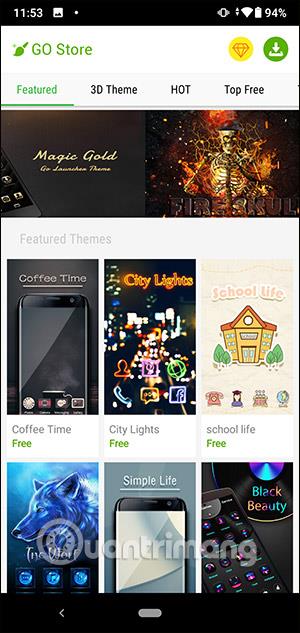 A Go Launcher használata témák telepítéséhez Androidra