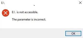 Slik fikser du feilen "Parameteren er feil" i Windows 10