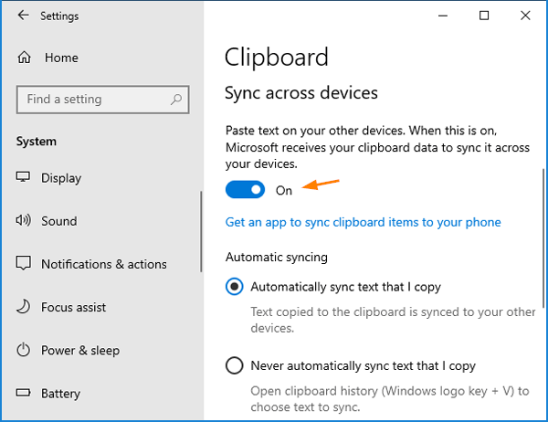 2 måter å slå på/av utklippstavlesynkronisering på Windows 10