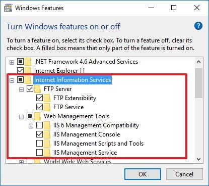 Instruktioner til opsætning og administration af FTP-server på Windows 10