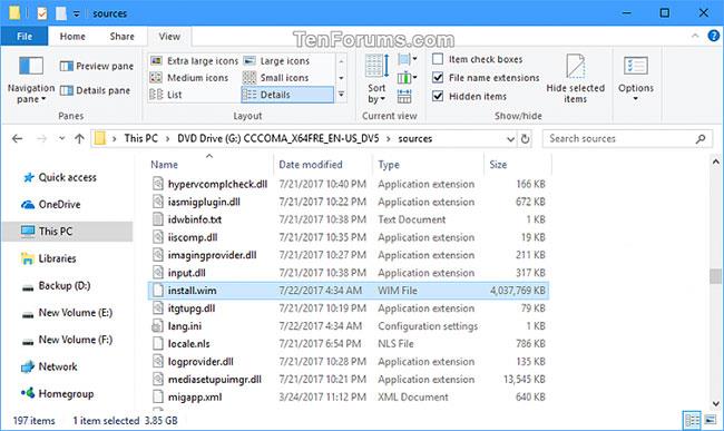 Kako si ogledate vse podrobnosti o datoteki USB ali ISO za namestitev sistema Windows 10