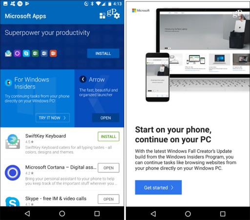 Připojte telefon Android k Windows 10 pomocí Pokračovat na PC