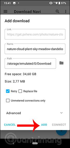 A Download Navi használata fájlok letöltéséhez Androidon