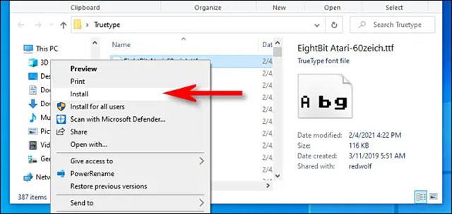 A betűtípusfájlok telepítése (és törlése) a Windows 10 rendszeren