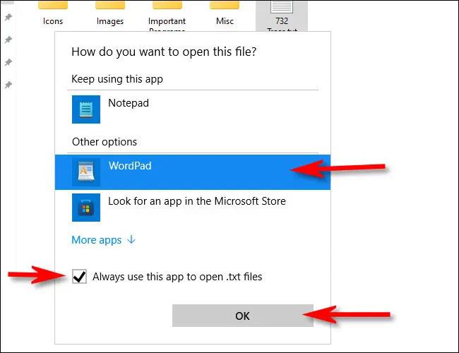 Instruksjoner for å sette standardapplikasjonen til å åpne filer på Windows 11