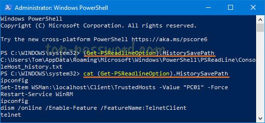 Slik viser du kommandohistorikk fra tidligere PowerShell-økter i Windows 10