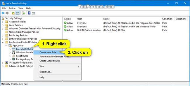 Kā izmantot AppLocker, lai atļautu vai bloķētu izpildāmo failu darbību operētājsistēmā Windows 10