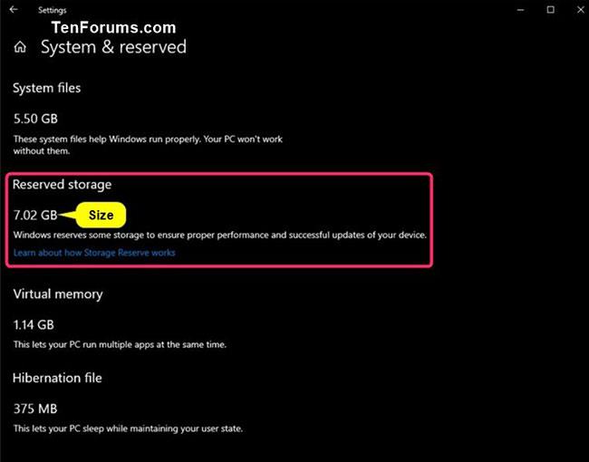 Kā pārbaudīt rezervētās krātuves ietilpību operētājsistēmā Windows 10