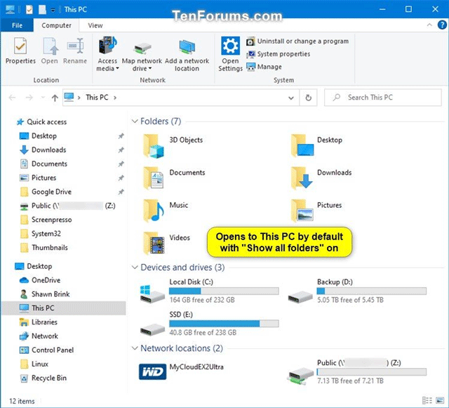 Sådan nulstiller du File Explorer navigationsrudeudvidelsesstatus på Windows 10