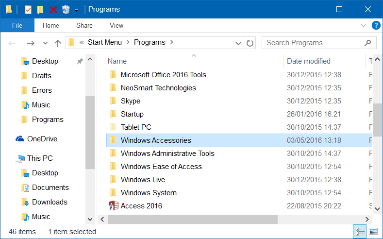 Виправте помилку відсутності аксесуарів у меню «Пуск» Windows 10