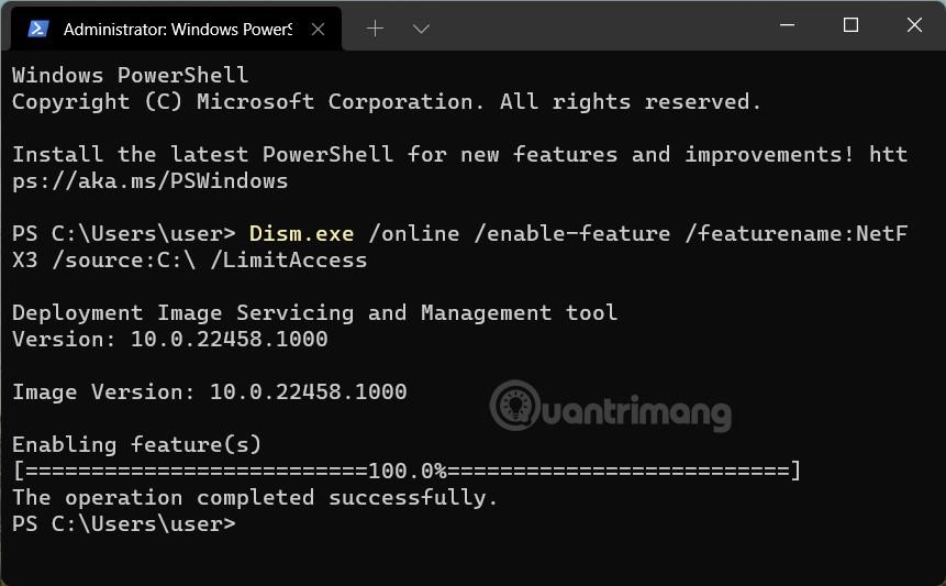 .NET Framework 3.5:n asentaminen Windows 11:een