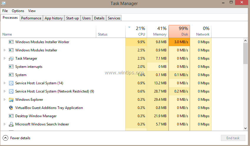 Lagfærðu óeðlilega mikla örgjörvavillu vegna TiWorker.exe á Windows 10/8.1/8