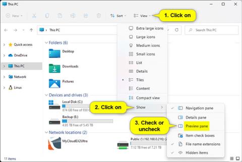 Slik viser du forhåndsvisningsruten for File Explorer på Windows 10/11