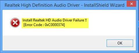 Виправлення помилки інсталяції Realtek HD Audio Driver, помилка OxC0000374 у Windows 10