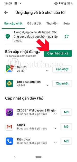 Norādījumi Android lietojumprogrammu atjaunināšanai