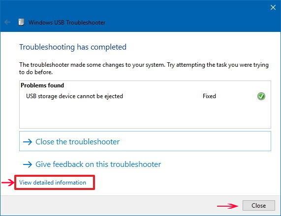 Instruktioner för att åtgärda USB-anslutningsfel i Windows 10 med Windows USB-felsökare