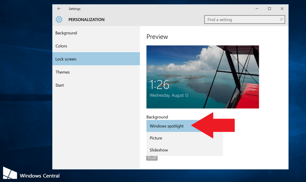 Aktiver Windows Spotlight på Windows 10