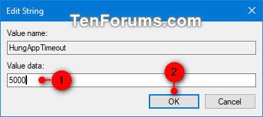 Hvernig á að breyta HungAppTimeout gildi í Windows 10