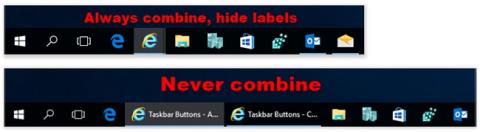 Määritä, kuinka painikkeet ryhmitellään tehtäväpalkissa Windows 10:ssä
