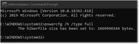 Hvernig á að tilgreina Hiberfile tegund sem Full eða Reduced í Windows 10