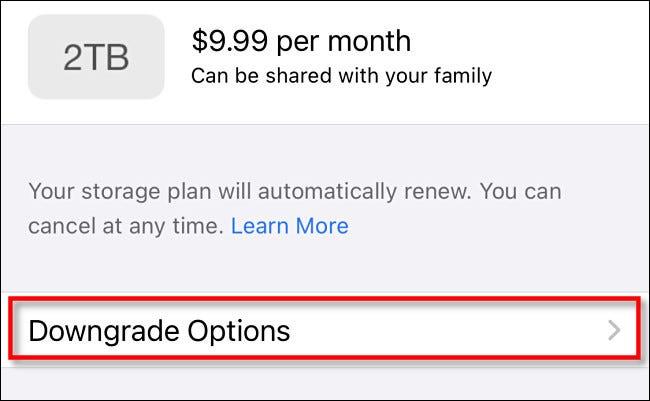 Az iCloud Storage előfizetés lemondása