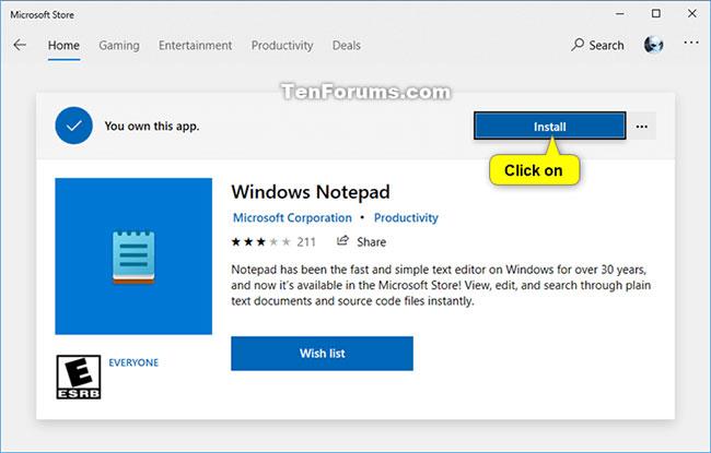 Hur man installerar/avinstallerar Notepad-applikationen i Windows 10