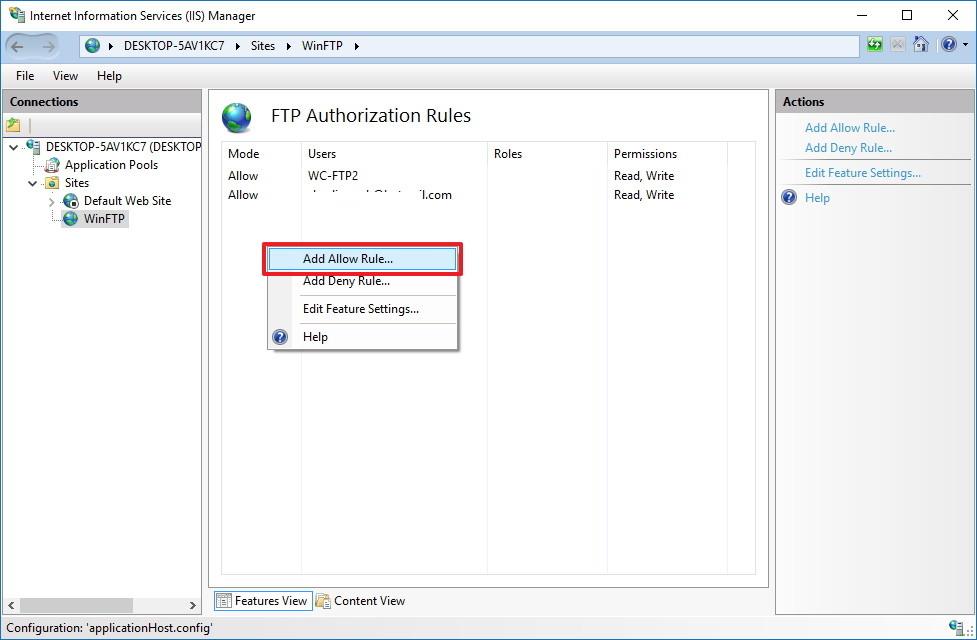 Instruktioner för att ställa in och hantera FTP-server i Windows 10