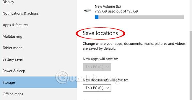 Pakeiskite numatytąjį duomenų saugojimo aplanką sistemoje „Windows 10“.