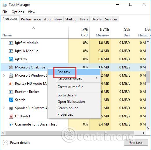 Sådan repareres OneDrive, der forårsager CPU-overbelastning på Windows 10