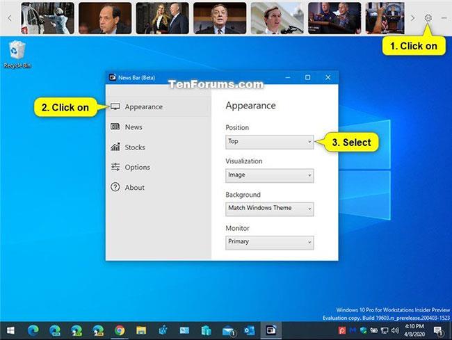 Slik endrer du land for nyhetsmottak og plassering av nyhetslinjen i Windows 10