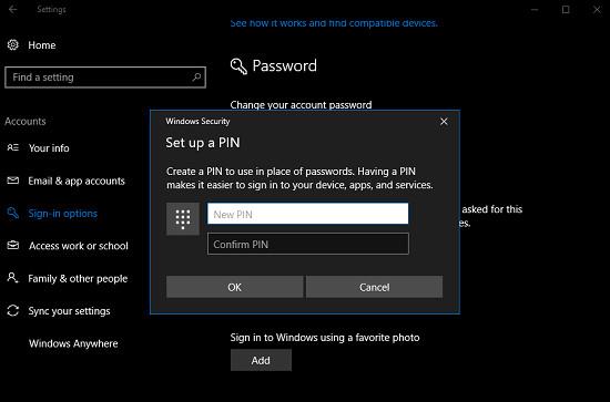 Використовуйте PIN-код для входу в Windows 10