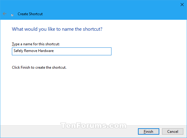 Створіть ярлик «Безпечне видалення обладнання» у Windows 10