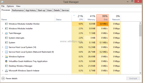 Odpravite nenormalno visoko napako procesorja zaradi TiWorker.exe v sistemu Windows 10/8.1/8