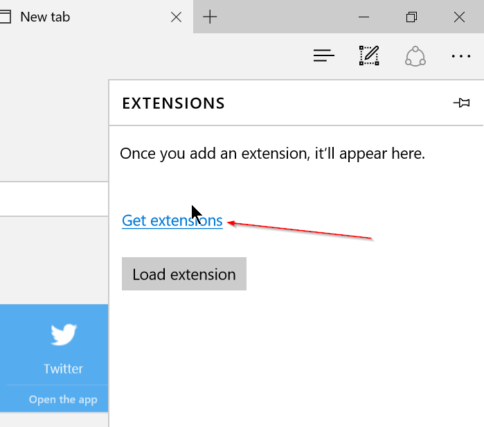 Instruktioner til installation af udvidelser på Edge Windows 10 browser