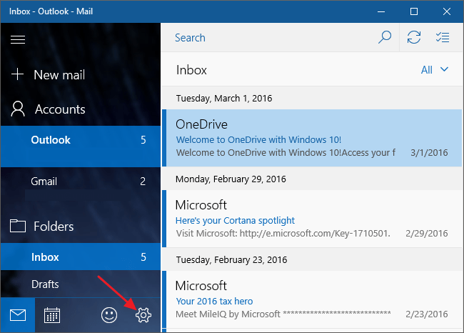 Inaktivera konversationsvy i Windows 10 Mail-appen