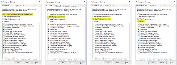 Slik endrer du innstillinger for visuelle effekter i Windows 10