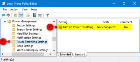 Slik slår du på/av Power Throttling i Windows 10