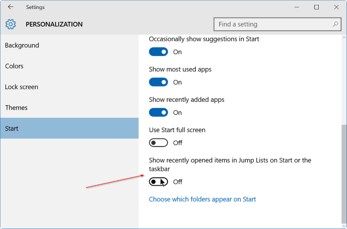 Кроки для видалення історії списків переходів у Windows 10