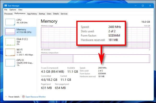 Kako preveriti vse informacije o RAM-u v sistemu Windows 11