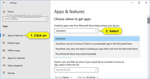 Hur man väljer applikationsinstallationsplats i Windows 10