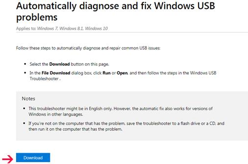 Pokyny k opravě chyb připojení USB v systému Windows 10 pomocí nástroje Windows USB Troubleshooter