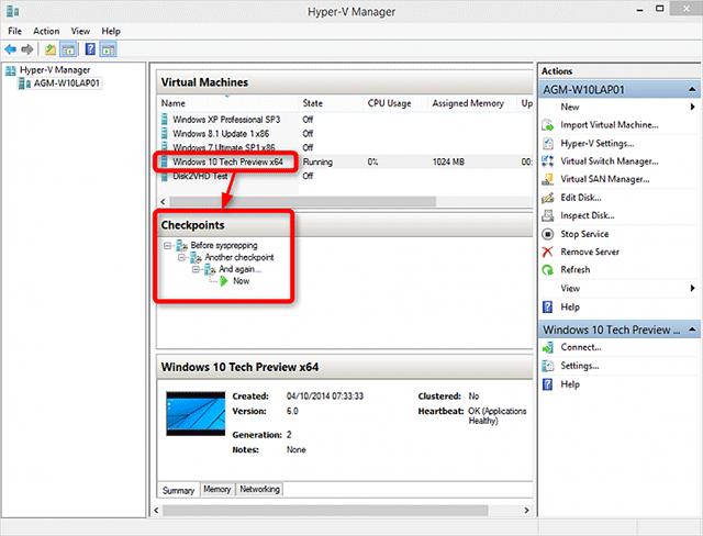 Hvordan opprette og bruke Hyper-V-sjekkpunkter i Windows 10