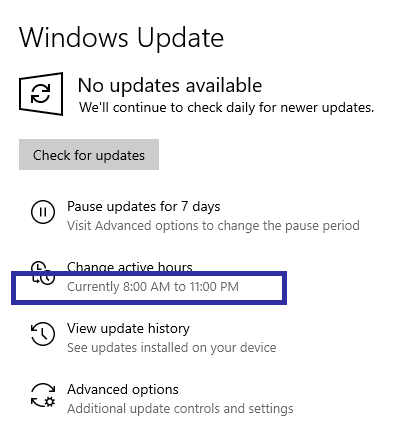 Az Active Hours engedélyezése/letiltása Windows 10 rendszeren