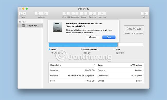 Popravite trde diske Mac s funkcijo Prve pomoči programa Disk Utility