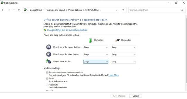 Hur man ställer in en bärbar dator så att den fortfarande fungerar normalt även när skärmen är hopfälld på Windows 11