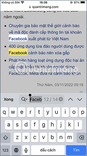 Hvernig á að finna orð fljótt á iPhone Safari